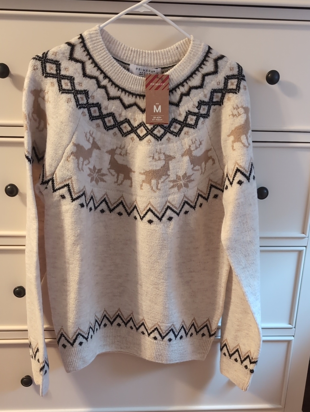 Primark Cream Fair Isle Reindeer Crew Neck Sweater